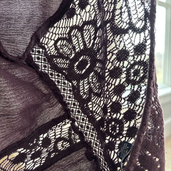 American Eagle Womens Purple Tunic Size L Crochet Lace Boho Fairy Sheer Flowy - Picture 8 of 13